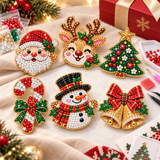 DIY-Weihnachts-Diamant-Broschen-Bastelset mit 6 Motiven