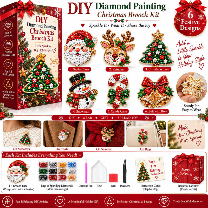DIY-Weihnachts-Diamant-Broschen-Bastelset mit 6 Motiven
