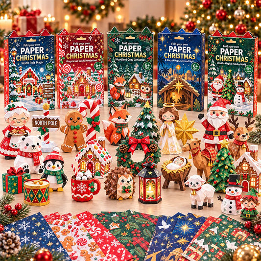 Weihnachts-Bastelset aus Papier – Falten und eigene Weihnachtsdekorationen basteln