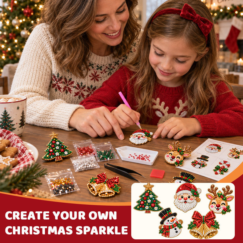 DIY-Weihnachts-Diamant-Broschen-Bastelset mit 6 Motiven