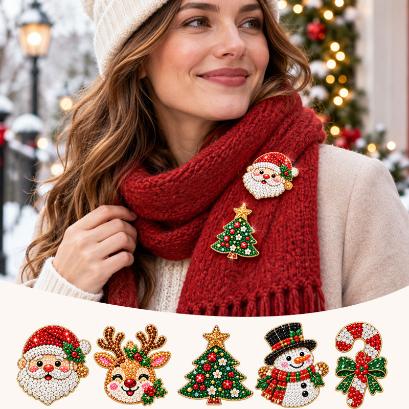 DIY-Weihnachts-Diamant-Broschen-Bastelset mit 6 Motiven
